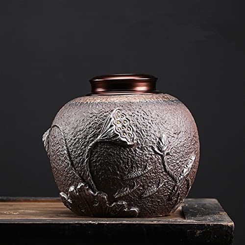 SCZMBLTLNV Urne Für Haustiere Dear Pet Memorials Gefallene Blätter, Trauervogel, Muster, Keramik, Urne Für Die Einäscherung Von Haustieren(2) von SCZMBLTLNV