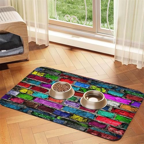 Bunte Futtermatte für Hunde und Katzen, saugfähige Leder-Tischdecke, 60 x 40 cm, für Katzen und Hunde von SDEGTHO