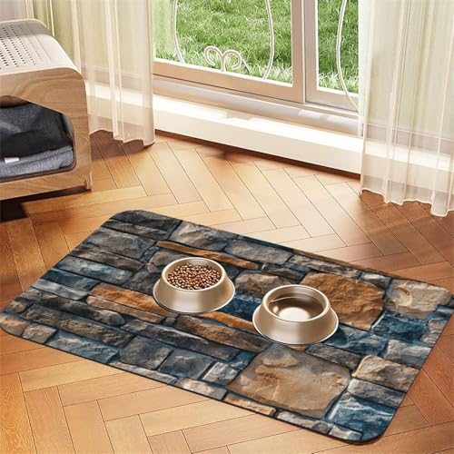 Bunte Futtermatte mit Steindruck für Hunde und Katzen, saugfähige Leder-Tischdecke, 60 x 40 cm, Katze und Hund Bunte Futtermatte mit Steindruck für Hunde und Katzen, saugfähige Leder-Tischdecke, 60 x 40 cm, Katze und Hund von SDEGTHO
