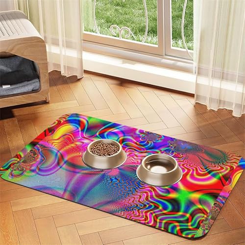 Colorful Thing Printing Futtermatte für Hunde Katzen Haustier saugfähige Ledertischdecke 60 x 40 cm Katze Hund von SDEGTHO