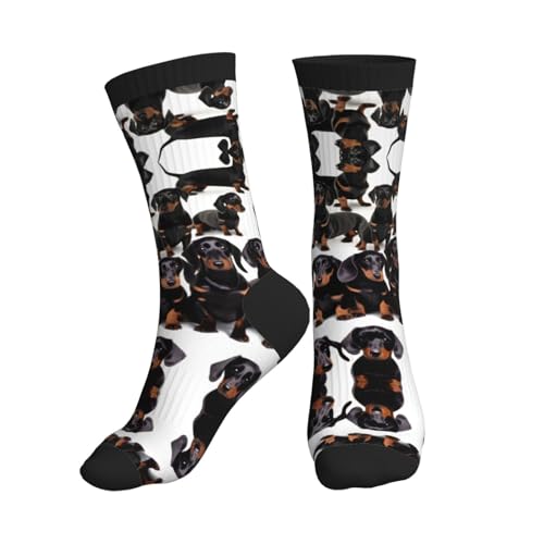 Dackel-Weiner Haustier-Hund-Druck-Sportsocke, feuchtigkeitsableitend, rutschfest, ideale Socken zum Laufen, Wandern, Herbstkleidung von SDEGTHO