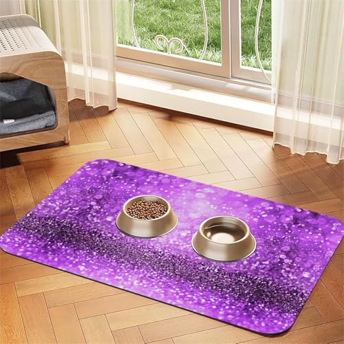 Funkelnde lila Glitzer-Futtermatte für Hunde und Katzen, Haustiere, saugfähige Leder-Tischdecke, 60 x 40 cm, Katze und Hund Funkelnde lila Glitzer-Futtermatte für Hunde und Katzen, Haustiere, saugfähige Leder-Tischdecke, 60 x 40 cm, Katze und Hund von SDEGTHO