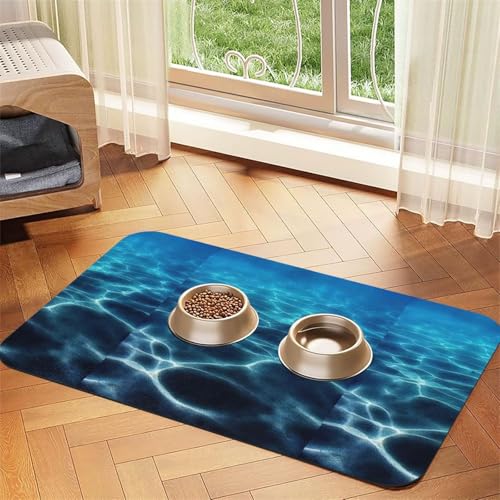 Futtermatte für Hunde, Katzen, Haustiere, saugfähig, Leder, 60 x 40 cm, Blau Futtermatte für Hunde, Katzen, Haustiere, saugfähig, Leder, 60 x 40 cm, Blau von SDEGTHO