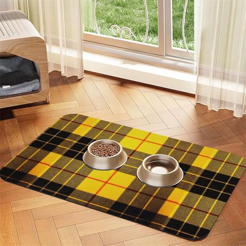 Futtermatte für Hunde, Katzen, Haustiere, saugfähig, Leder, 60 x 40 cm, Gelb / Grau / Schwarz von SDEGTHO