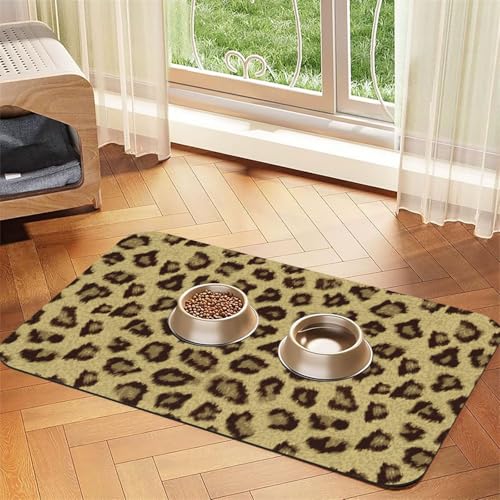 Futtermatte für Hunde, Katzen, Haustiere, saugfähig, Leder, 60 x 40 cm, Gelb von SDEGTHO