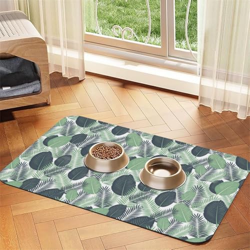 Futtermatte für Hunde, Katzen, Haustiere, saugfähig, Leder, 60 x 40 cm, Grün von SDEGTHO