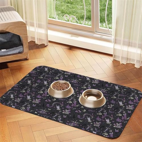 Futtermatte für Hunde, Katzen, Haustiere, saugfähig, Leder, 60 x 40 cm, Lila / Schwarz von SDEGTHO