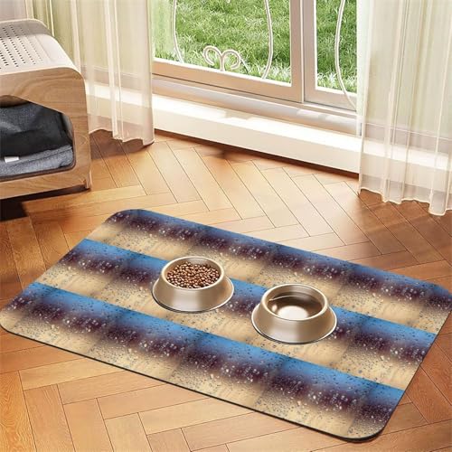Futtermatte für Hunde, Katzen, Haustiere, saugfähig, Leder, 60 x 40 cm, Motiv: Regentropfen auf Glas von SDEGTHO