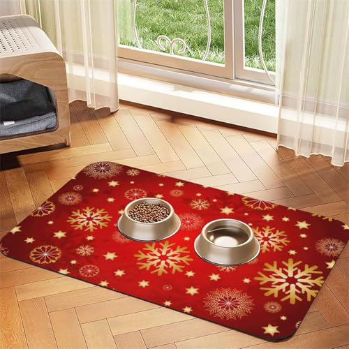 Futtermatte für Hunde, Katzen, Haustiere, saugfähig, Leder, 60 x 40 cm, Rot von SDEGTHO