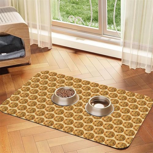 Futtermatte für Hunde, Katzen, Haustiere, saugfähig, Leder, 60 x 40 cm, Schokoladenbraun von SDEGTHO