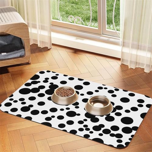 Futtermatte für Hunde, Katzen, Haustiere, saugfähig, Leder, 60 x 40 cm, Schwarz / Weiß von SDEGTHO