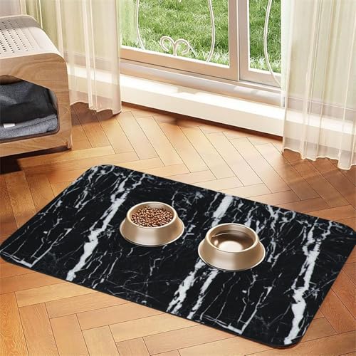 Futtermatte für Hunde, Katzen, Haustiere, saugfähig, Leder, 60 x 40 cm, Schwarz und Weiß Futtermatte für Hunde, Katzen, Haustiere, saugfähig, Leder, 60 x 40 cm, Schwarz und Weiß von SDEGTHO