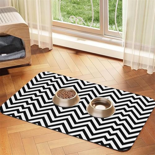 Futtermatte für Hunde, Katzen, Haustiere, saugfähig, Leder, 60 x 40 cm, Zickzack-Streifen von SDEGTHO