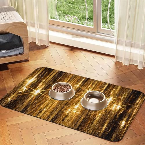 Futtermatte für Hunde, Katzen, Haustiere, saugfähig, Leder, 60 x 40 cm, goldfarben von SDEGTHO