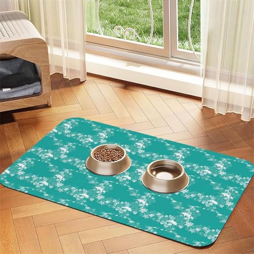 Futtermatte für Hunde und Katzen, Motiv: Delfine, Blumen, Seestern, Koralle, Muscheln, saugfähig, Leder, Tischdecke, 60 x 40 cm, für Katzen und Hunde Futtermatte für Hunde und Katzen, Motiv: Delfine, Blumen, Seestern, Koralle, Muscheln, saugfähig, Leder, Tischdecke, 60 x 40 cm, für Katzen und Hunde von SDEGTHO