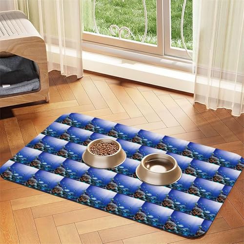 Futtermatte für Hunde und Katzen, Motiv: Hai, schwimmend, saugfähig, Leder, 60 x 40 cm, Katze und Hund von SDEGTHO