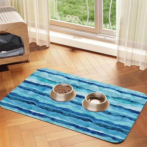 Futtermatte für Hunde und Katzen, saugfähig, Leder, 60 x 40 cm, Blau von SDEGTHO