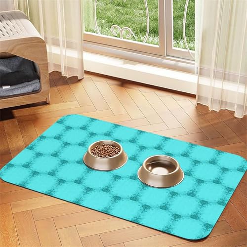 Futtermatte für Hunde und Katzen, saugfähig, Leder, 60 x 40 cm, Blaugrün von SDEGTHO