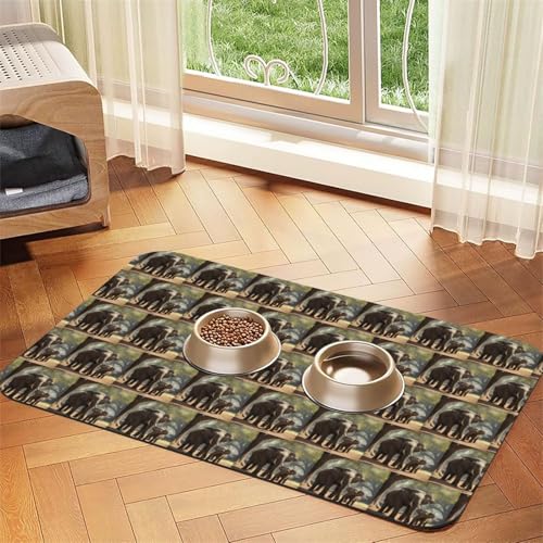 Futtermatte für Hunde und Katzen, saugfähig, Leder, 60 x 40 cm, Elefantenmotiv von SDEGTHO