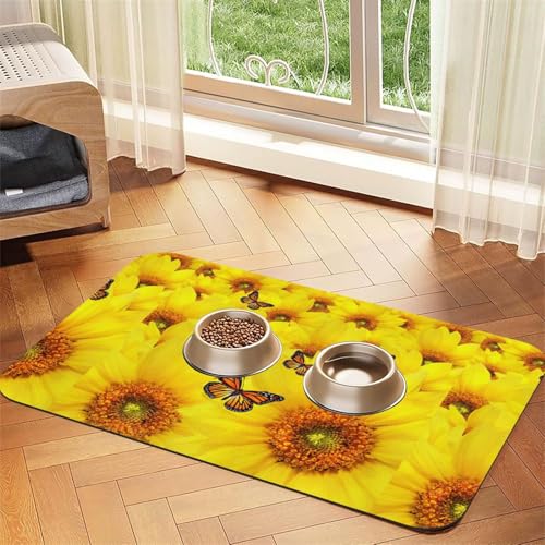 Futtermatte für Hunde und Katzen, saugfähig, Leder, 60 x 40 cm, Gelb von SDEGTHO