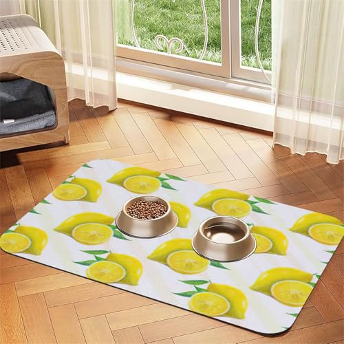 Futtermatte für Hunde und Katzen, saugfähig, Leder, 60 x 40 cm, Gelb von SDEGTHO