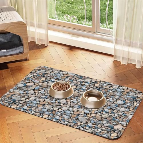 Futtermatte für Hunde und Katzen, saugfähig, Leder, 60 x 40 cm, Kieselsteinmuster Futtermatte für Hunde und Katzen, saugfähig, Leder, 60 x 40 cm, Kieselsteinmuster von SDEGTHO