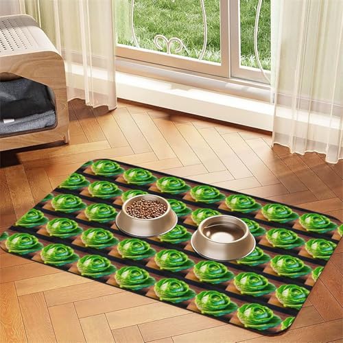 Futtermatte für Hunde und Katzen, saugfähig, Leder, 60 x 40 cm, Motiv: leuchtender Kohldruck von SDEGTHO