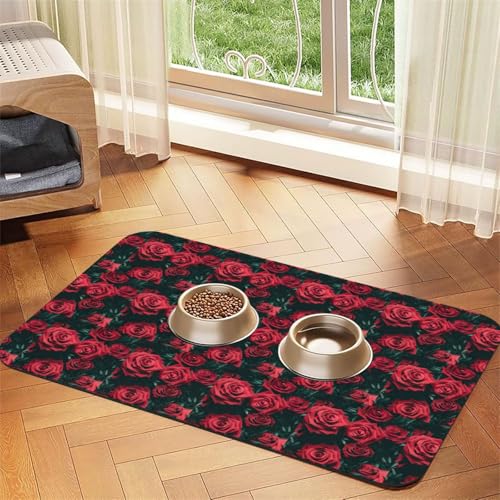 Futtermatte für Hunde und Katzen, saugfähig, Leder, 60 x 40 cm, Rot von SDEGTHO