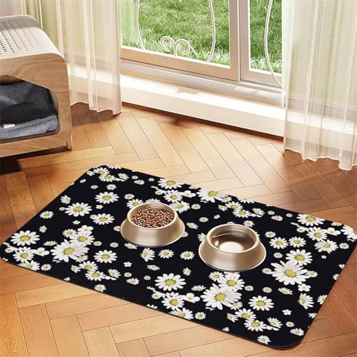 Futtermatte für Hunde und Katzen, saugfähig, Leder, 60 x 40 cm, Weiß von SDEGTHO