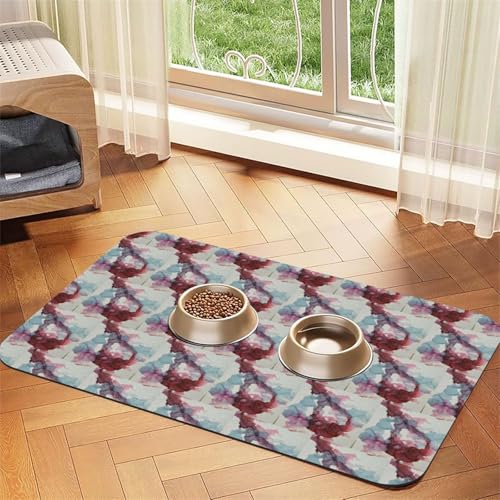 Futtermatte für Hunde und Katzen, saugfähig, Leder, 60 x 40 cm, abstrakter Marmor-Druck von SDEGTHO