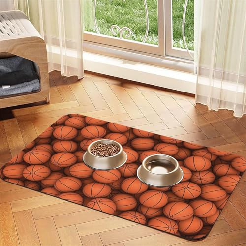 Futtermatte für Hunde und Katzen, saugfähig, Leder, Basketball, Orange, 60 x 40 cm, für Katzen und Hunde von SDEGTHO
