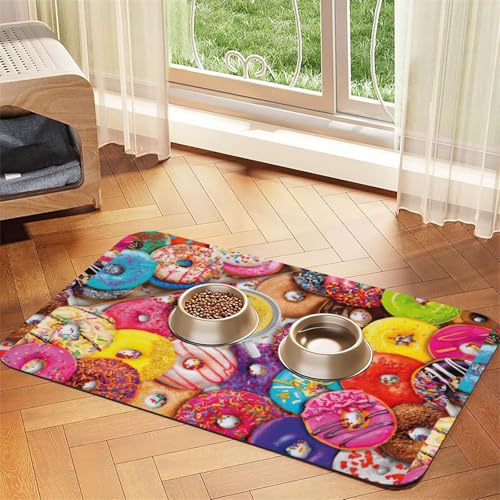 Futtermatte für Hunde und Katzen, saugfähig, Leder, Motiv: Kaffee und Donuts, 60 x 40 cm Futtermatte für Hunde und Katzen, saugfähig, Leder, Motiv: Kaffee und Donuts, 60 x 40 cm von SDEGTHO