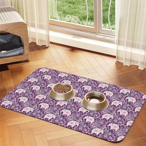 Futtermatte für Hunde und Katzen, saugfähige Leder-Tischdecke, 60 x 40 cm, Motiv: Blume und Elefant Futtermatte für Hunde und Katzen, saugfähige Leder-Tischdecke, 60 x 40 cm, Motiv: Blume und Elefant von SDEGTHO