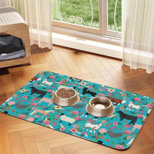 Futtermatte für Hunde und Katzen, saugfähige Leder-Tischdecke, 60 x 40 cm, Motiv: Schafe von SDEGTHO