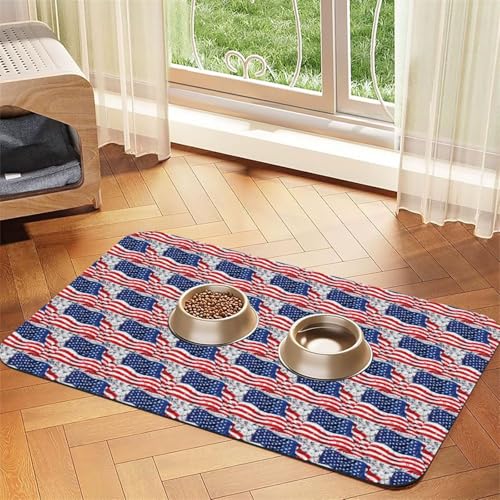 Futtermatte für Hunde und Katzen, saugfähige Leder-Tischdecke, 60 x 40 cm, Motiv: US-Flagge von SDEGTHO