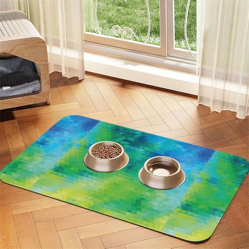Futtermatte für Hunde und Katzen, saugfähige Leder-Tischdecke, 60 x 40 cm, geometrische abstrakte Dreiecke von SDEGTHO