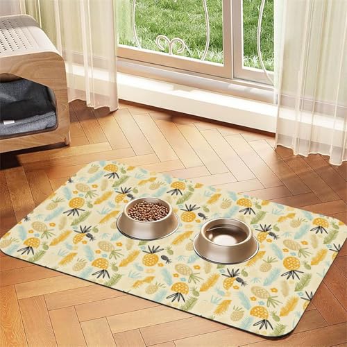 Futtermatte mit Ananas-Muster, für Hunde, Katzen, Haustiere, saugfähig, Leder, Tischdecke, 60 x 40 cm, Katze und Hund Futtermatte mit Ananas-Muster, für Hunde, Katzen, Haustiere, saugfähig, Leder, Tischdecke, 60 x 40 cm, Katze und Hund von SDEGTHO