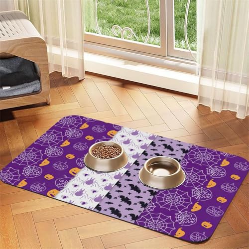 Happy Halloween bedruckte Futtermatte für Hunde und Katzen, saugfähige Leder-Tischdecke, 60 x 40 cm, Katze und Hund Happy Halloween bedruckte Futtermatte für Hunde und Katzen, saugfähige Leder-Tischdecke, 60 x 40 cm, Katze und Hund von SDEGTHO