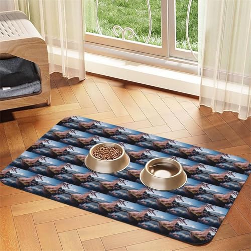 Japan Mount Fuji Landschaftsdruck Futtermatte für Hunde Katzen Haustier saugfähige Ledertischdecke 60 x 40 cm Katze Hund von SDEGTHO