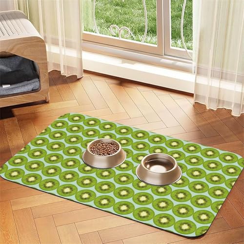 Kiwi Slice Futtermatte für Hunde, Katzen, Haustiere, saugfähig, Leder, Tischdecke, 60 x 40 cm, Katze und Hund von SDEGTHO