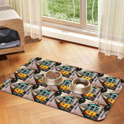 Lissabon Tram Muster Druck Futtermatte für Hunde Katzen Haustier saugfähige Ledertischdecke 60 x 40 cm Katze Hund Lissabon Tram Muster Druck Futtermatte für Hunde Katzen Haustier saugfähige Ledertischdecke 60 x 40 cm Katze Hund von SDEGTHO