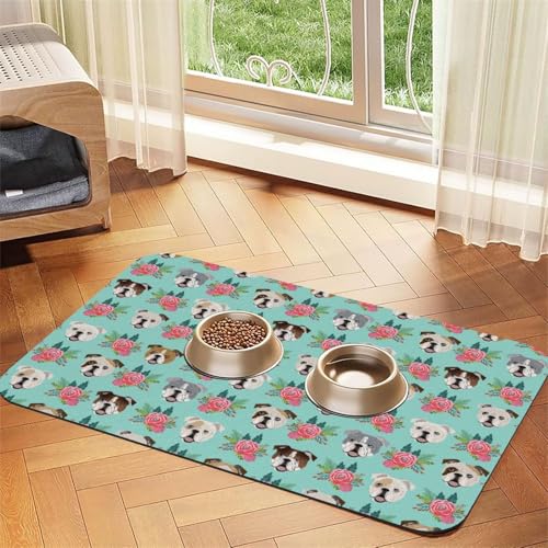 Lustige Futtermatte für Hunde und Katzen, saugfähige Leder-Tischdecke, 60 x 40 cm, Motiv: Katze und Hund von SDEGTHO