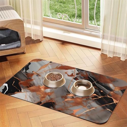 Matte für Hunde und Katzen, saugfähige Leder-Tischdecke, Marmor-Textur, Kupferspritzer, 60 x 40 cm, für Katzen und Hunde von SDEGTHO