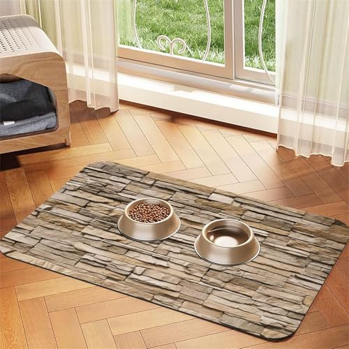 Rustikale Futtermatte für Hunde, Katzen, Haustiere, saugfähige Leder-Tischdecke, 60 x 40 cm, Motiv: Katze und Hund Rustikale Futtermatte für Hunde, Katzen, Haustiere, saugfähige Leder-Tischdecke, 60 x 40 cm, Motiv: Katze und Hund von SDEGTHO