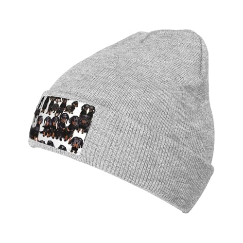 SDEGTHO Dackel Weiner Beanie-Mütze für Hunde, Unisex, Winter, leicht, Strickmütze, Bündchen, weich, warm, Slouch-Beanie, Grau, Einheitsgröße von SDEGTHO