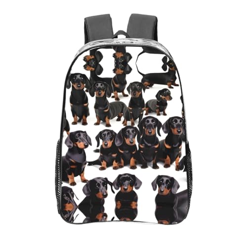 SDEGTHO Dackel Weiner Haustier-Rucksack, transparent, Büchertasche, durchsichtige Tasche für Arbeit, Reisen, für Damen und Herren, transparent, Einheitsgröße, Reiserucksäcke von SDEGTHO