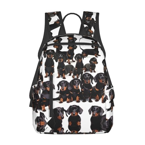 SDEGTHO Rucksack mit Dackel-Motiv, leicht, mit 1 Hauptfach, Schulter-Rucksack, Handgepäck, Outdoor-Reisetaschen von SDEGTHO