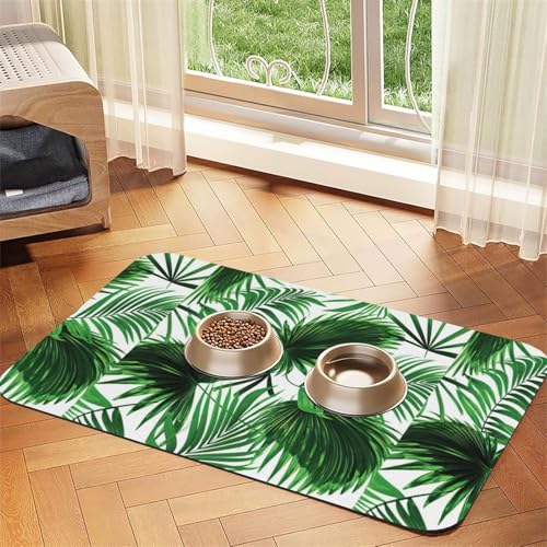 Saugfähige Leder-Tischdecke mit Palmblatt-Aufdruck, für Hunde, Katzen, Haustiere, 60 x 40 cm, Katze und Hund von SDEGTHO
