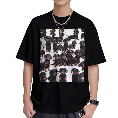 T-Shirt mit Dackel-Motiv, für Herren und Damen, Baumwolle, kurzärmelig, Größe S-XL, Sommer-Passform, Schwarz T-Shirt mit Dackel-Motiv, für Herren und Damen, Baumwolle, kurzärmelig, Größe S-XL, Sommer-Passform, Schwarz von SDEGTHO