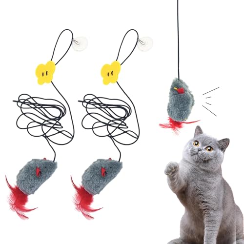SDFLKAE 2 Stück Katzenspielzeug Maus Selbstbeschäftigung Hängende Türrahmen Elastische Maus mit Quietschgeräusch, Keine Batterien erforderlich, interaktives Katzenspielzeug mit Federschwanz SDFLKAE 2 Stück Katzenspielzeug Maus Selbstbeschäftigung Hängende Türrahmen Elastische Maus mit Quietschgeräusch, Keine Batterien erforderlich, interaktives Katzenspielzeug mit Federschwanz von SDFLKAE
